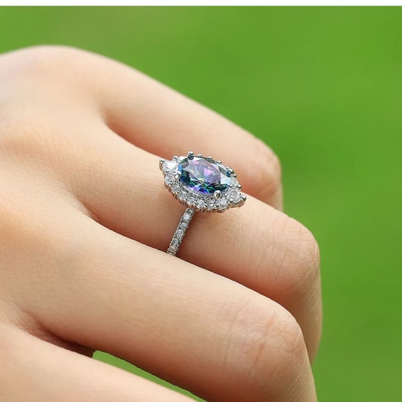 Oval Cut Mystic Topaz Rings 925 Silver Rings - Picture 5 of 5